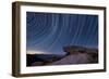 Star Trails and a Granite Rock Outcropping Overlooking Anza Borrego Desert State Park-null-Framed Photographic Print