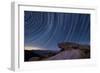 Star Trails and a Granite Rock Outcropping Overlooking Anza Borrego Desert State Park-null-Framed Photographic Print