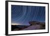 Star Trails and a Granite Rock Outcropping Overlooking Anza Borrego Desert State Park-null-Framed Photographic Print