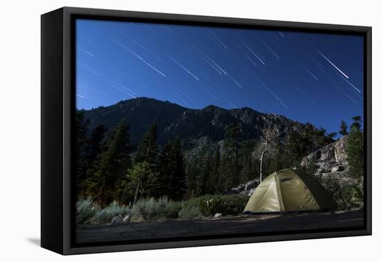 Star Trails and a Lone Tent in the Inyo National Forest, California-null-Framed Stretched Canvas