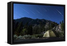 Star Trails and a Lone Tent in the Inyo National Forest, California-null-Framed Stretched Canvas