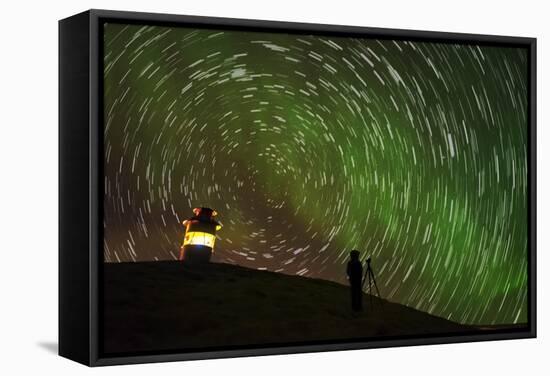 Star Trails and Aurora Borealis or Northern Lights, Iceland-Arctic-Images-Framed Stretched Canvas