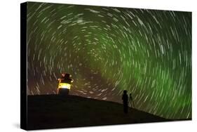 Star Trails and Aurora Borealis or Northern Lights, Iceland-Arctic-Images-Stretched Canvas