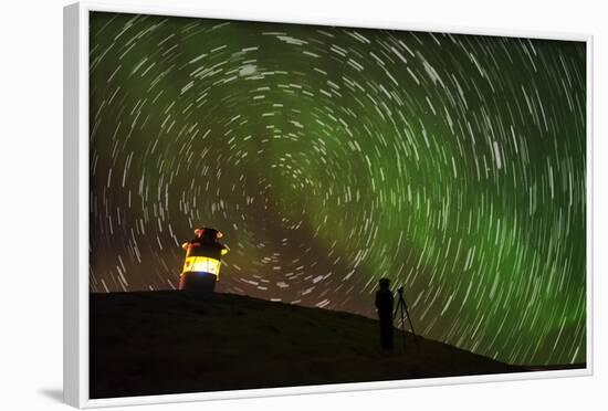 Star Trails and Aurora Borealis or Northern Lights, Iceland-Arctic-Images-Framed Photographic Print