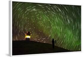 Star Trails and Aurora Borealis or Northern Lights, Iceland-Arctic-Images-Framed Photographic Print
