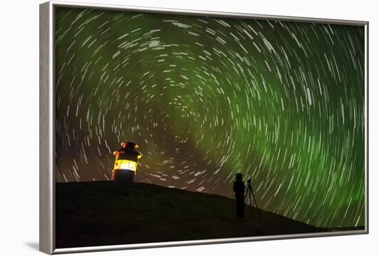 Star Trails and Aurora Borealis or Northern Lights, Iceland-Arctic-Images-Framed Photographic Print