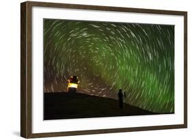 Star Trails and Aurora Borealis or Northern Lights, Iceland-Arctic-Images-Framed Photographic Print