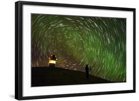 Star Trails and Aurora Borealis or Northern Lights, Iceland-Arctic-Images-Framed Photographic Print