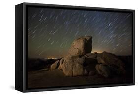 Star Trails and Large Boulders Anza Borrego Desert State Park, California-null-Framed Stretched Canvas