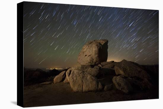 Star Trails and Large Boulders Anza Borrego Desert State Park, California-null-Stretched Canvas