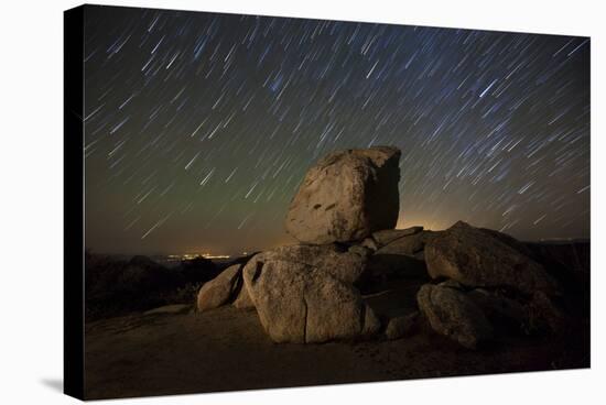 Star Trails and Large Boulders Anza Borrego Desert State Park, California-null-Stretched Canvas