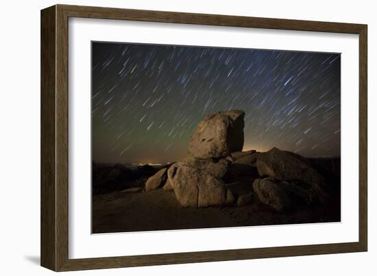 Star Trails and Large Boulders Anza Borrego Desert State Park, California-null-Framed Photographic Print