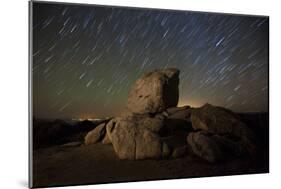 Star Trails and Large Boulders Anza Borrego Desert State Park, California-null-Mounted Photographic Print