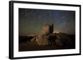Star Trails and Large Boulders Anza Borrego Desert State Park, California-null-Framed Photographic Print