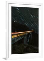 Star trails and light trails over the Big Sur's Bixby Creek Bridge near Monterey, California-David Chang-Framed Photographic Print