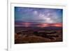 Star trails and Milky Way from Grand View point in Canyonland National Park near Moab, Utah-David Chang-Framed Photographic Print