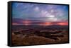 Star trails and Milky Way from Grand View point in Canyonland National Park near Moab, Utah-David Chang-Framed Stretched Canvas