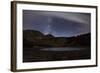 Star Trails and the Blurred Band of the Milky Way Above a Lake in the Eastern Sierra Nevada-null-Framed Photographic Print
