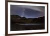 Star Trails and the Blurred Band of the Milky Way Above a Lake in the Eastern Sierra Nevada-null-Framed Photographic Print