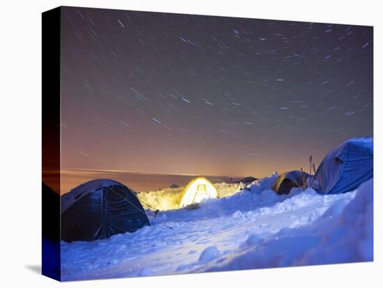Star Trails, Camp Site at 4000M on Mont Blanc, Chamonix, French Alps, France, Europe-Christian Kober-Stretched Canvas