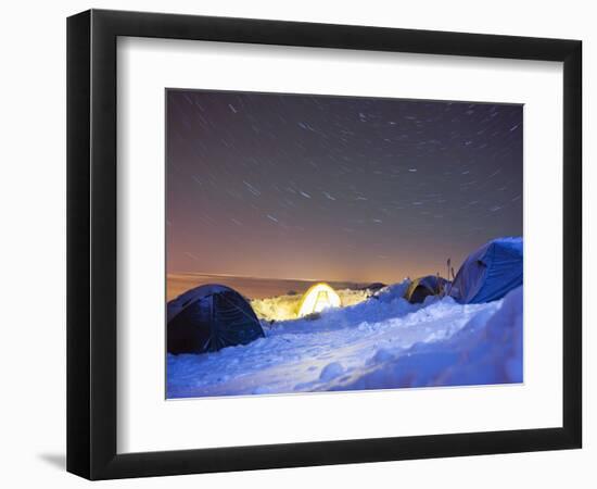 Star Trails, Camp Site at 4000M on Mont Blanc, Chamonix, French Alps, France, Europe-Christian Kober-Framed Photographic Print