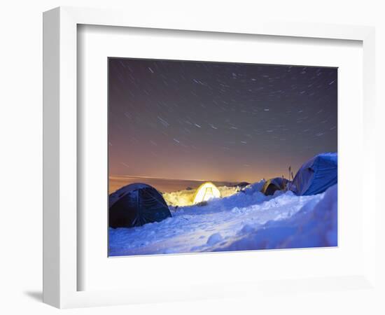 Star Trails, Camp Site at 4000M on Mont Blanc, Chamonix, French Alps, France, Europe-Christian Kober-Framed Photographic Print