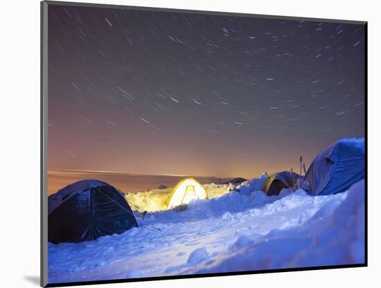 Star Trails, Camp Site at 4000M on Mont Blanc, Chamonix, French Alps, France, Europe-Christian Kober-Mounted Photographic Print