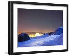 Star Trails, Camp Site at 4000M on Mont Blanc, Chamonix, French Alps, France, Europe-Christian Kober-Framed Photographic Print