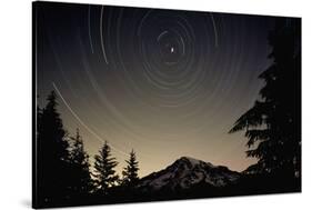 Star Trails Circle Above Mount Rainier-null-Stretched Canvas