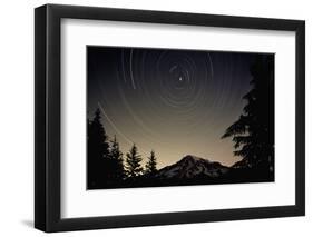 Star Trails Circle Above Mount Rainier-null-Framed Premium Photographic Print