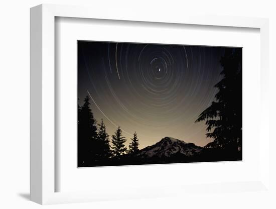 Star Trails Circle Above Mount Rainier-null-Framed Photographic Print