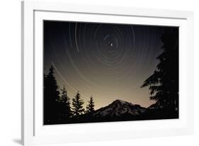 Star Trails Circle Above Mount Rainier-null-Framed Photographic Print