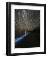 Star Trails over Bioluminescence in Waves on the Shores of the Gippsland Lakes, Australia-null-Framed Photographic Print