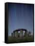 Star Trails Over Stonehenge-David Parker-Framed Stretched Canvas