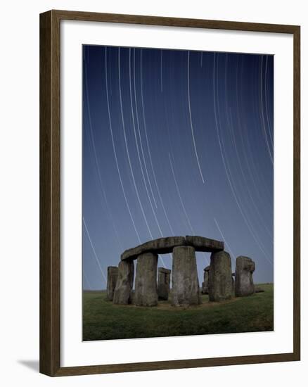 Star Trails Over Stonehenge-David Parker-Framed Photographic Print