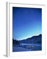 Star Trails over the Fraser River and Raft Camp, British Columbia, Canada-Justin Bailie-Framed Photographic Print