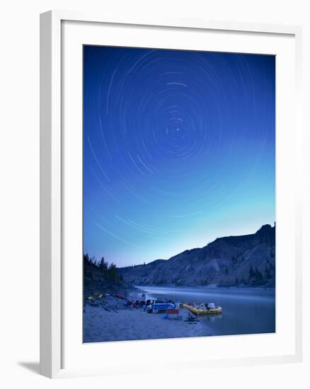 Star Trails over the Fraser River and Raft Camp, British Columbia, Canada-Justin Bailie-Framed Photographic Print