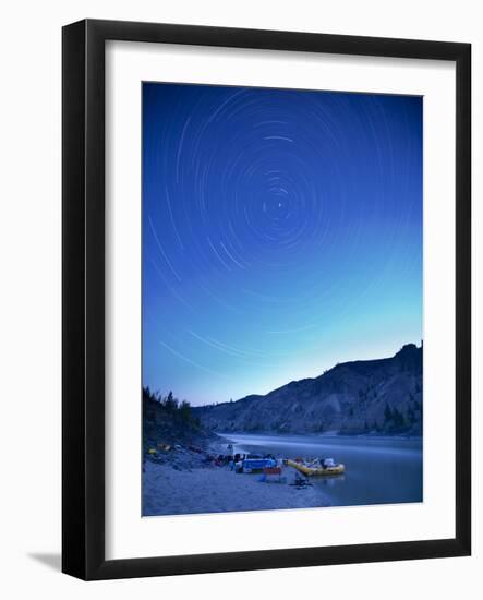 Star Trails over the Fraser River and Raft Camp, British Columbia, Canada-Justin Bailie-Framed Photographic Print