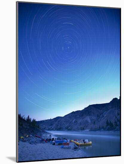 Star Trails over the Fraser River and Raft Camp, British Columbia, Canada-Justin Bailie-Mounted Photographic Print