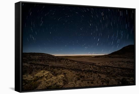 Star Trails over the Salar De Uyuni Salt Flats, Bolivia, South America-Kim Walker-Framed Stretched Canvas