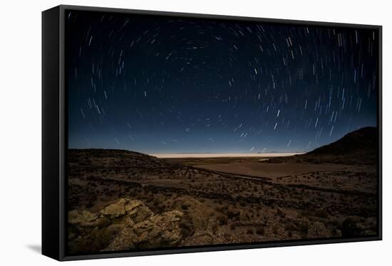 Star Trails over the Salar De Uyuni Salt Flats, Bolivia, South America-Kim Walker-Framed Stretched Canvas