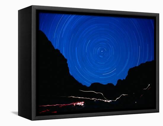 Star Trails withMountains at Night-Amy And Chuck Wiley/wales-Framed Stretched Canvas