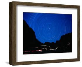 Star Trails withMountains at Night-Amy And Chuck Wiley/wales-Framed Photographic Print