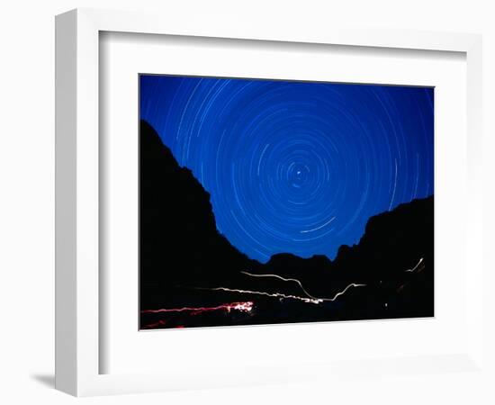 Star Trails withMountains at Night-Amy And Chuck Wiley/wales-Framed Photographic Print