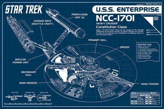 Star Trek Enterprise Blueprint-null-Lamina Framed Poster