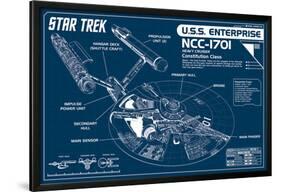 Star Trek Enterprise Blueprint-null-Lamina Framed Poster