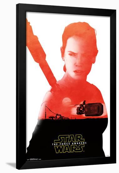 Star Wars Force Awakens - Rey Badge-null-Framed Poster