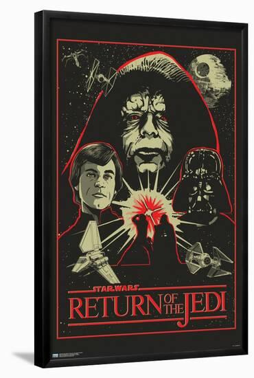 Star Wars: Return of the Jedi - Red Outline Illustration-Trends International-Framed Poster