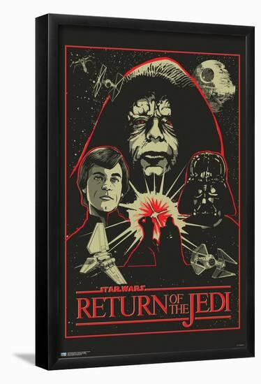 Star Wars: Return of the Jedi - Red Outline Illustration-Trends International-Framed Poster