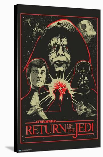 Star Wars: Return of the Jedi - Red Outline Illustration-Trends International-Stretched Canvas